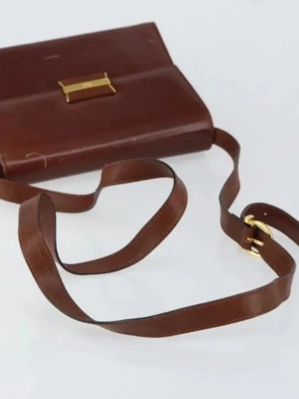 Salvatore Ferragamo Shoulder Bag Leather Brown Gold Auth BA8006